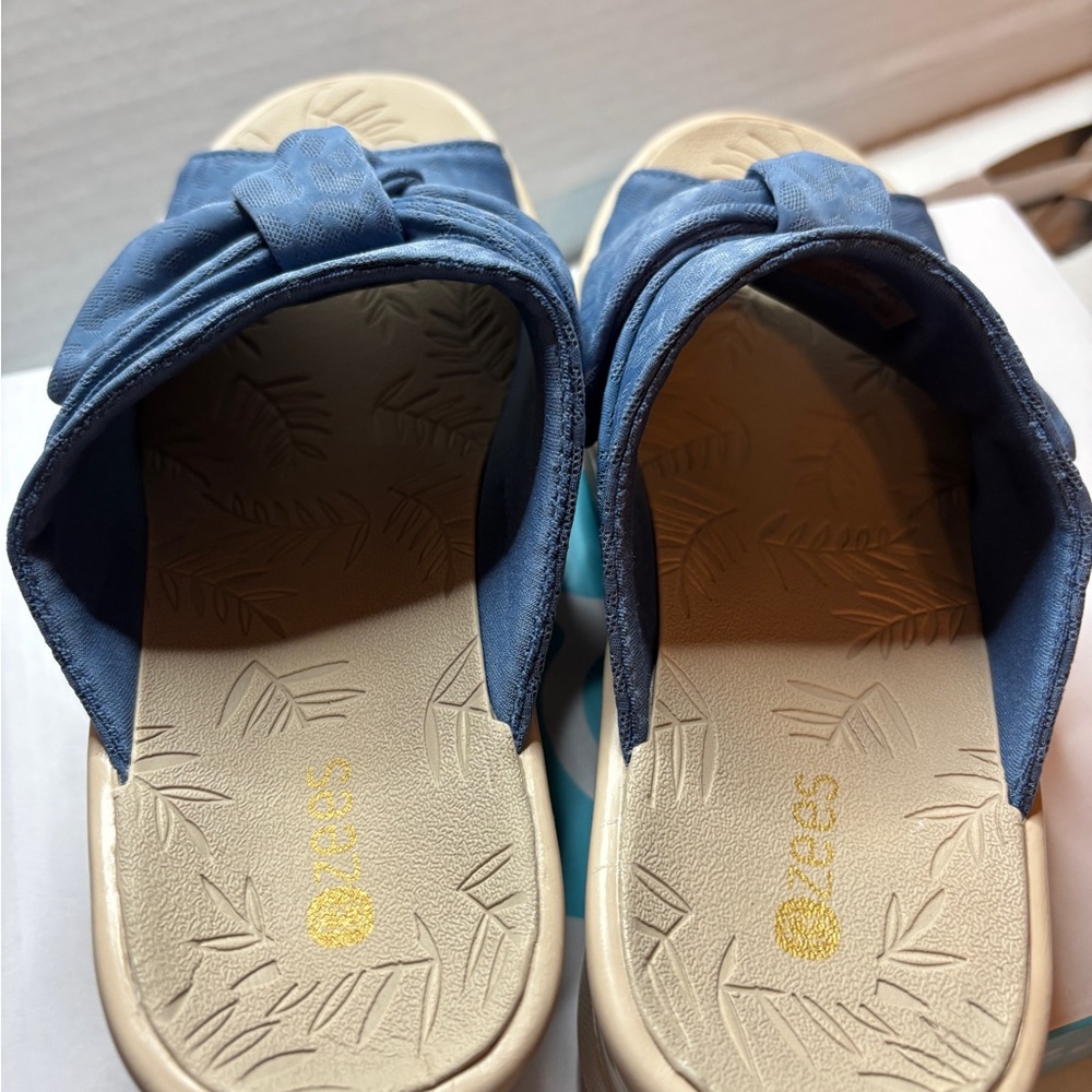 Comfort Slide Sandals with Knotted Upper in Blue - Picture 10 of 11